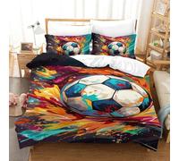 RJLZWKPTF 3D Printed Quilt Cover Football 3 Pieces Bedroom Bed Bedding Set Soft Easy Care with Zipper Closure，Pillowcases for Kids Girls Boys Adults Bedroom Single Single（140x200cm）