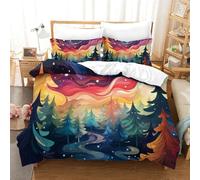 RJLZWKPTF Christmas Tree 3D Printed Duvet Cover Set 3 Pieces Bedding Set Soft Easy Care with Zipper Closure，Pillowcases for Teens And Adults Super King（260x220cm）