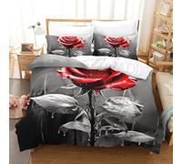 RJLZWKPTF Pink Rose 3D Printed Duvet Cover Set 3 Pieces Bed Duvet Set Soft Microfiber with Zipper Closure，Pillowcases for Teens And Adults Double（200x200cm）