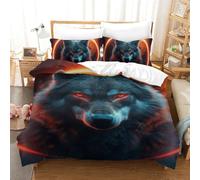 RJLZWKPTF Wolf 3D Printed Duvet Cover Set 3 Pieces Bedding Soft Microfiber with Zipper Closure，Pillowcases for Teens And Adults Single（140x200cm）