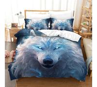 RJLZWKPTF Wolf 3D Printed Quilt Cover 3 Pieces Bedroom Bed Bedding Set Soft Microfiber with Zipper Closure，Pillowcases for Teens And Adults Double（200x200cm）