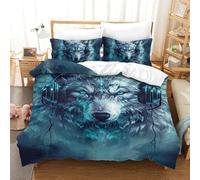 RJLZWKPTF Wolf 3D Printed Quilt Cover 3 Pieces Bedroom Bed Bedding Set Soft Microfiber with Zipper Closure，Pillowcases for Kids Girls Boys Adults Bedroom Single（140x200cm）
