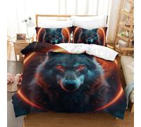 RJLZWKPTF Wolf 3D Printed Quilt Cover Set 3 Pieces Bedding Soft Microfiber with Zipper Closure，Pillowcases for Teens And Adults Double（200x200cm）
