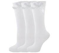 Rjm 3 Pack Girls Knee High Socks with Bow 3 Pack White 12.5-3.5