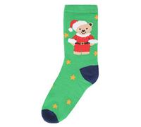 Rjm Kids Cotton Rich Christmas Socks Green Bear 4-6