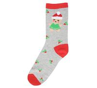 Rjm Kids Cotton Rich Christmas Socks Grey Gingerbread 4-6