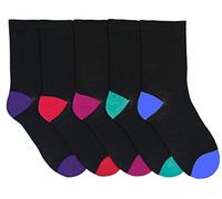RJM Ladies 5 Pack Cotton Rich Socks Black with Multicoloured Heels & Toes 4-7