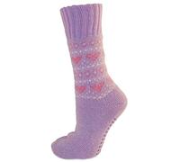 Rjm Ladies Heart Patterned Non Skid Slipper Socks Size 4-6 Lilac