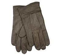 RJM Ladies Lined Beige Grey Sheepskin Leather Gloves With Bow Size M/L