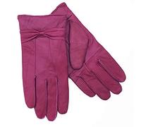 RJM Ladies Lined Pink Sheepskin Leather Gloves With Bow Size M/L