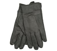 RJM Ladies Lined Sheepskin Leather Gloves With Bow Grey Medium/Large