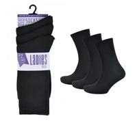RJM Ladies RJM Plain Everyday Socks Pack of 3 SK128 - Black - UK 4-7