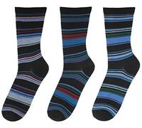 RJM Mens Multi Coloured Stripe Sock Size 7-11 3 Pack Black Mix 7-11