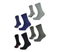 RJM Mens Non Slip Slipper Socks with Grips 4 Pack Multi