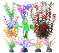 RJMBMUP Artificial Plastic Plants Fish Tank Decorations Aquarium Ornaments Multicolor Accessories Set for Tropical Goldfish
