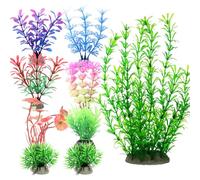 RJMBMUP Fish Tank Decorations，Artificial Plastic Plants Aquarium Ornaments Multicolor Accessories Set for Tropical Goldfish