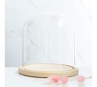RJMPUCUT Glass Dome Diameter 7", Decorative Glass Cloche Bell Jar Display Dome, Dust Proof Glass Display Dome with Solid Wood Base Office Home Desktop Ornament Decoration