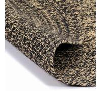 RJPLMFV Handmade Braided Jute Area Rug Black and Brown 180 cm | Jute and cotton,handwoven,rustic style,floor ,versatile layering,living room,bedroom,foyer
