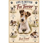 RJR PRINTS A4 Dog Print | Life Is Better with a Fox Terrier Vintage Style Wall Art | Fox Terrier Lover Gift | Unframed