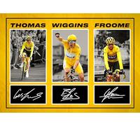 RJR PRINTS Bradley Wiggins, Chris Froome & Geraint Thomas - Cyclin Tour De France Signed A4 Montage Photo Print Pre Printed Signature Autograph Gift