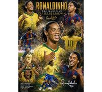 RJR PRINTS Brazil Legend Ronaldinho Signed A4 Montage Photo Print With A Pre Printed Autograph Which Would Make A Great Gift For Any Fan.