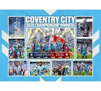 RJR PRINTS Coventry City 2026 Champions Team Multi Signed A4 Montage Photo Print Which Would Make A Great Gift For Any Fan.