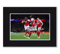 RJR PRINTS Eberechi Eze, Bukayo Saka & Declan Rice - Arsenal Signed 8x6 Inch Mounted Photo Print With Pre Printed Signature That Would Make A Great Gift For Any Fan And Is Ready To Be Framed