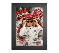 RJR PRINTS Ellie Kildunne Red Roses England Rugby World Cup Winners Framed A4 Wall Art | Graffiti Style Print | Printed Signature | Ready to Hang