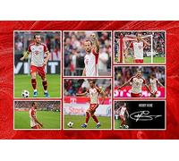 RJR PRINTS Harry Kane - Bayern Munich Signed 12x8 Inch Montage Photo With Print Pre Printed Signature Autograph Football Gift