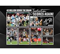 RJR PRINTS Joelinton - ' 40 Million Down The Drain, Joelinton Scores Again ' Signed A4 Montage Autograph Photo Print WIth Pre Printed Signature Which Would Make A Superb Gift For Any Fan.