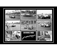 RJR PRINTS Juan Manuel Fangio - Formula One F1 Signed 12x8 Inch Montage Photo Print Pre Printed Signature Autograph Gift
