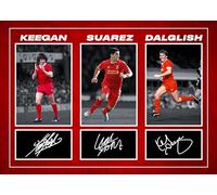 RJR PRINTS Kevin Keegan, Luis Suarez & Kenny Dalglish - Liverpool No.7 Legends Signed A4 Montage Photo Print With Pre Printed Signature Autograph Football Gift