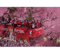 RJR PRINTS Liverpool - 2025 League Champions Team Bus Parade Multi Signed 12x8 Inch Montage Autograph Photo Print WIth Pre Printed Signatures Which Would Make A Superb Gift For Any Fan.
