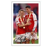 RJR PRINTS Martin Odegaard & Kai Havertz - Arsenal Signed 12x8 Inch Photo Print Pre Printed Signature Autograph Football Gift
