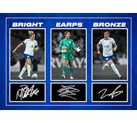 RJR PRINTS Millie Bright, Mary Earps & Lucy Bronze - England Lionesses Goal Celebration Signed A4 Montage Photo Print Pre Printed Signature Autograph Football Gift