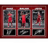 RJR PRINTS Mo Salah, Luis Diaz & Diogo Jota - Liverpool Football Players Signed A4 Montage Autograph Photo Print With Pre Printed Signatures That Would Make A Superb Gift For Any Fan.