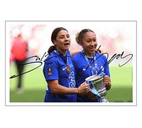 RJR PRINTS Sam Kerr & Lauren James - Chelsea Ladies 2023 FA Cup Signed 6X4 Inch Photo With Print Pre Printed Signature Football Autograph Gift