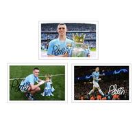RJR PRINTS Set Of 3 X Phil Foden Manchester City Signed 6X4 Inch Photos With Pre Printed Signatures Which Would make A Great Gift For Any Fan