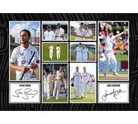 RJR PRINTS Stuart Broad & James Anderson - England Cricket Signed A4 Montage Photo Print Pre Printed Signature Autograph Gift