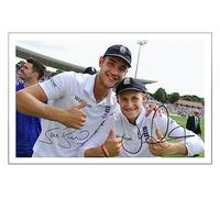 RJR PRINTS Stuart Broad & Joe Root - England Cricket Ashes Signed 6X4 Inch Photo With Print Pre Printed Signature Autograph Gift