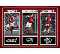 RJR PRINTS Thierry Henry, Dennis Bergkamp & Ian Wright - Arsenal Football Players Signed A4 Montage Autograph Photo Print With Pre Printed Signatures That Would Make A Superb Gift For Any Fan.