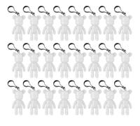 RJRAMZ White Fluid Bear Keychain,DIY Violent Bear Models for Drawing and Painting Graffiti Toys Gift for Birthday Valentines (3inch-24 pcs)