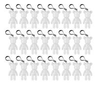 RJRAMZ White Fluid Bear Keychain,DIY Violent Bear Models for Drawing and Painting Graffiti Toys Gift for Birthday Valentines (3inch-24 pcs)