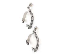 Rjrjc 2PCS Silver Stainless Steel Horse Boot Spurs with Exquisite West Cowboy Pattern for Equestrian Competition and Horse Training