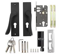 Rjrjc Aluminum Alloy Silent Split Handle Interior Door Lock, 18.4x4.3cm, Secure Home Entry for Bedroom, Bathroom and Office, Black