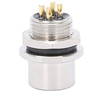 Rjrjc Connector M12 Thread Socket Brass Plated 360° Shielding IP67 Rated for Harsh Industrial Environments Panel Mounting Circuit Accessories
