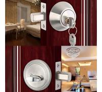 Rjrjc Door Knobs, Stainless Steel Lock Set with Copper Lock Core, 3 Bar Locking, Wear-, for Bedrooms, Bathroom, Classroom, Storeroom, 1 Set with 3 Keys