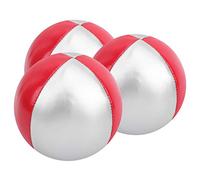 Rjrjc Juggling Ball Set PU Leather Soft Smooth Comfortable Toss Balls for Indoor Outdoor Leisure Sports Entertainment Professional Performers 3Pcs 6.3cm (red/silver)
