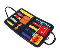 Rjrjc Montessori Sensory Busy Board, Dark Blue Felt Educational Learning Tool, 11.1 x 17.4 Inches for Autism Training and Education