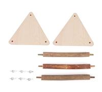 Rjrjc Soporte de madera natural para percha de pájaros, gimnasio de juego masticable duradero para accesorios de jaula de loros pequeños y medianos, 21,5 x 16,5 x 14 cm